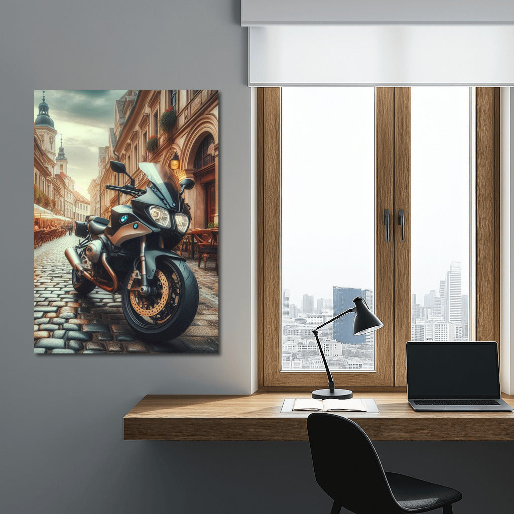 BMW Motorcycle on the Streets of Historical Europe