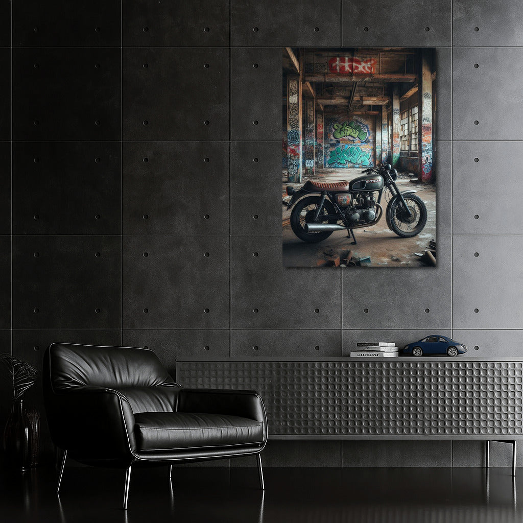 Rebel Spirit: Legendary Honda Motorcycle in Abandoned Warehouse
