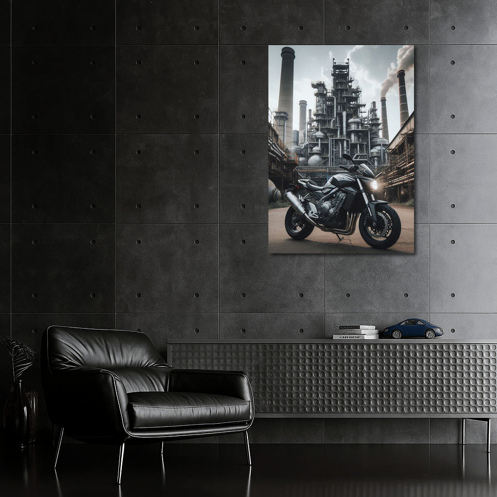 City Pulse: Honda Motorcycle in Industrial Zone