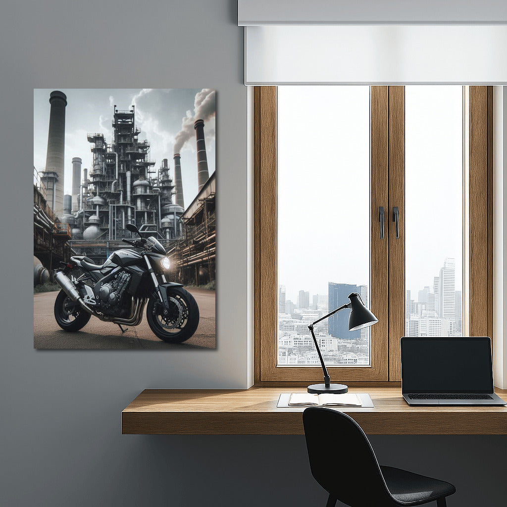 City Pulse: Honda Motorcycle in Industrial Zone