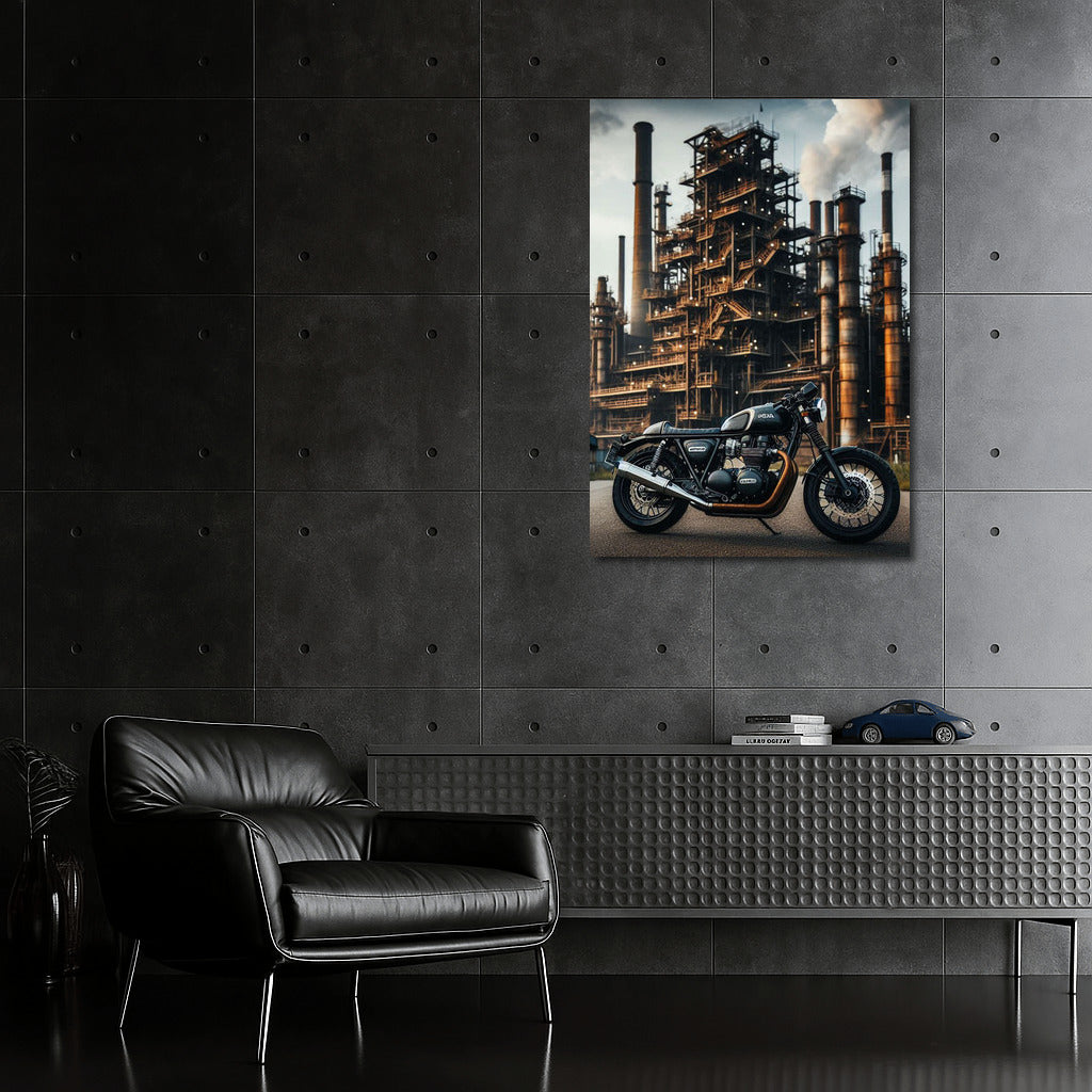 Urban's Thunder: Honda Motorcycle in Industrial Zone