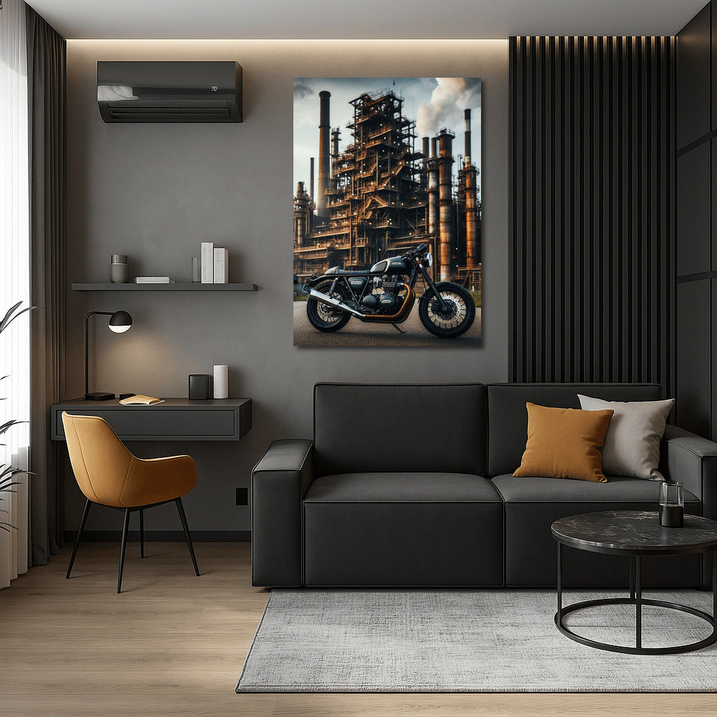 Urban's Thunder: Honda Motorcycle in Industrial Zone