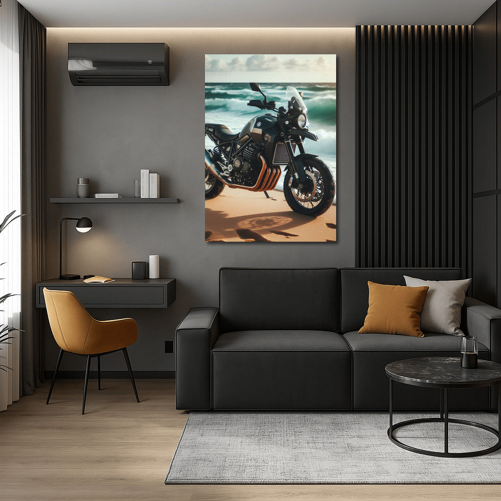 Husqvarna on the Sandy Beach: Speed and Ocean Waves