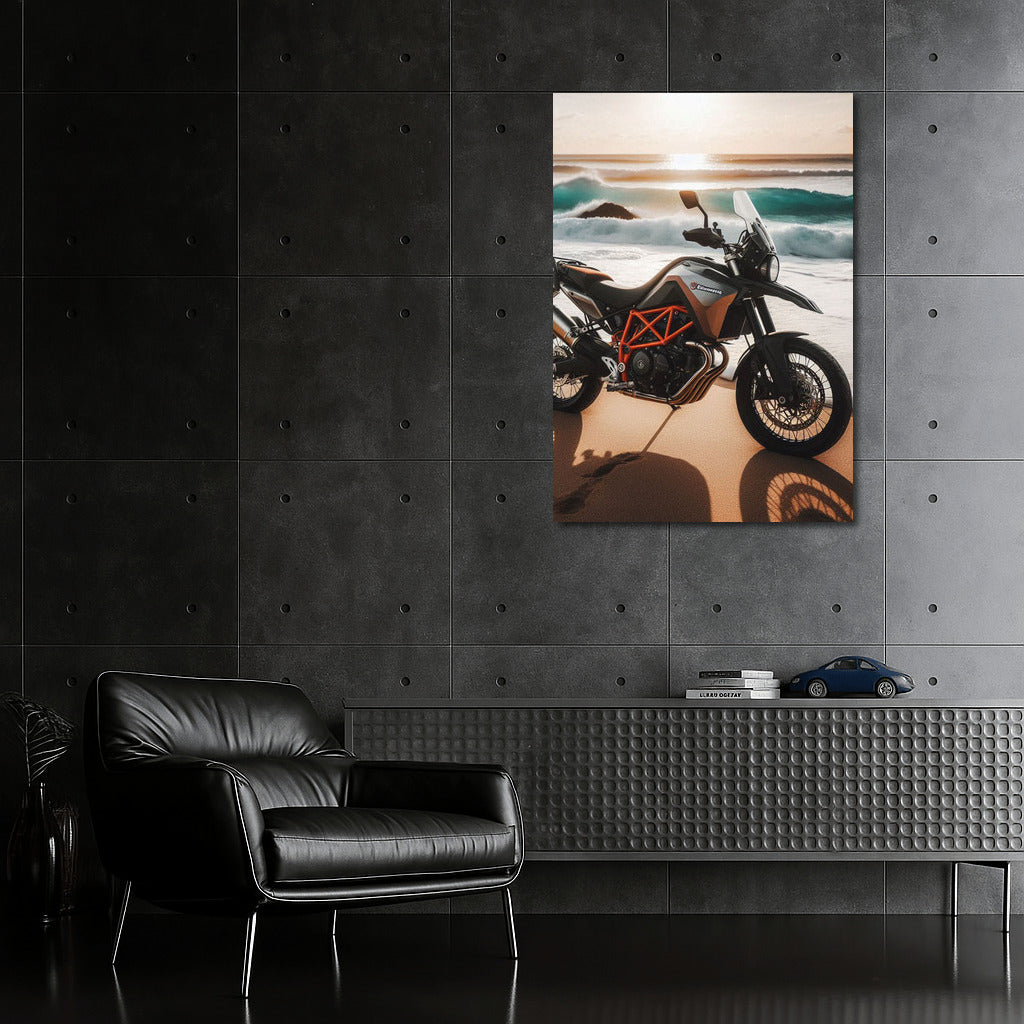 Freedom on Wheels: Husqvarna Motorcycle at the Ocean Waves