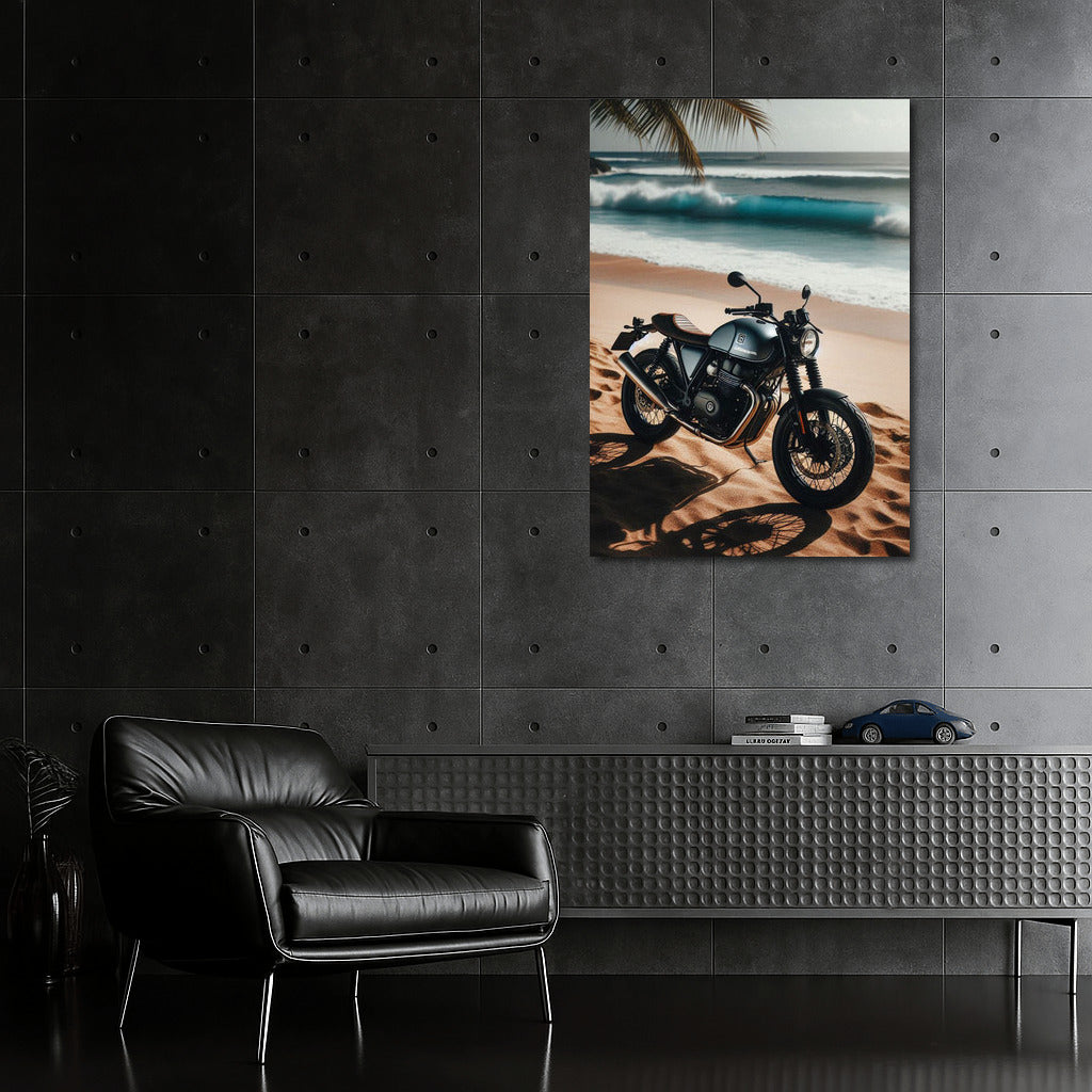 Freedom on the Beach: Husqvarna Motorcycle at Sunset