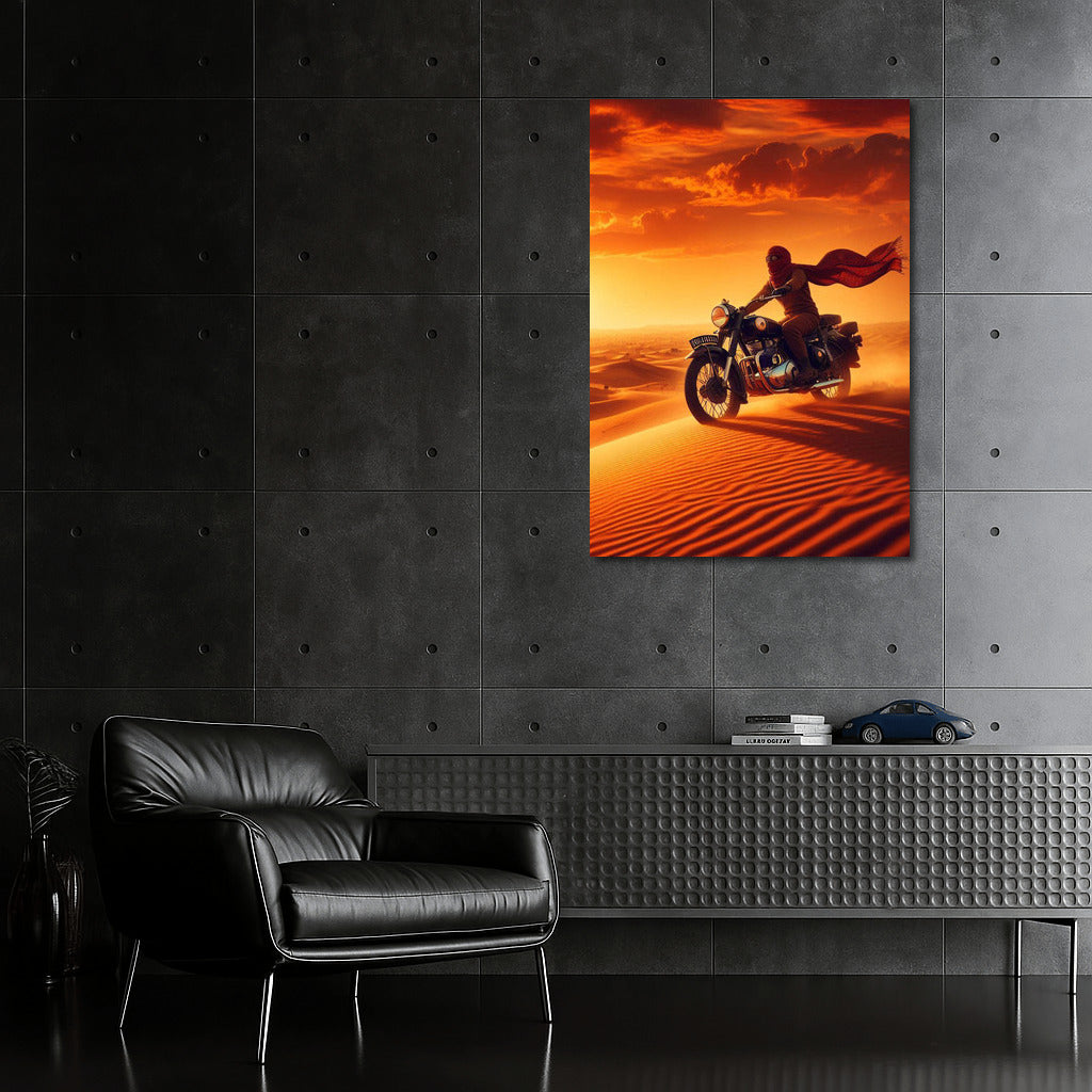 Sunset Journey: Indian Motorcycle Ride in the Desert