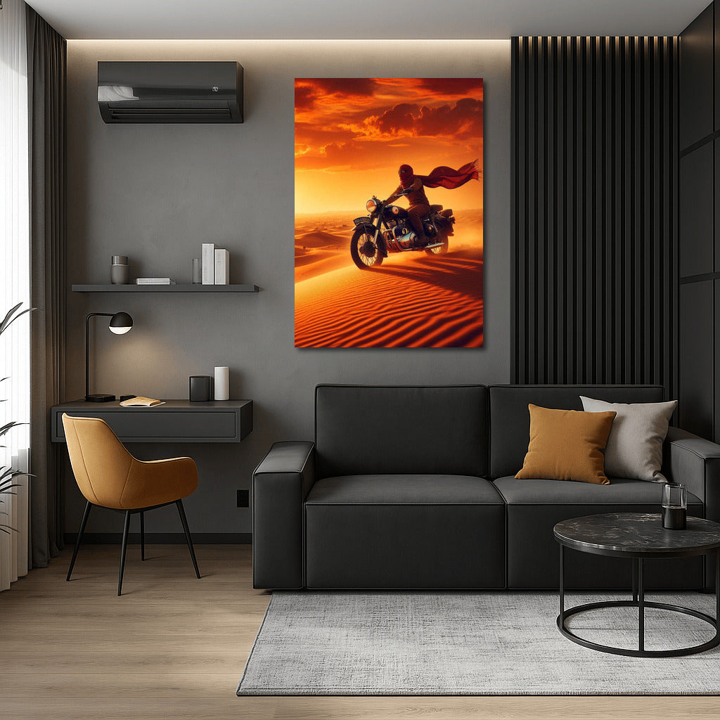 Sunset Journey: Indian Motorcycle Ride in the Desert