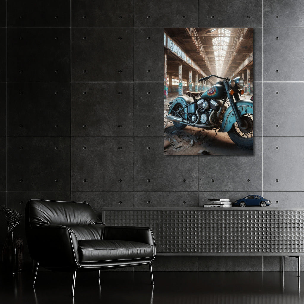 Freedom on an Indian: Motorcycle in an Abandoned Warehouse