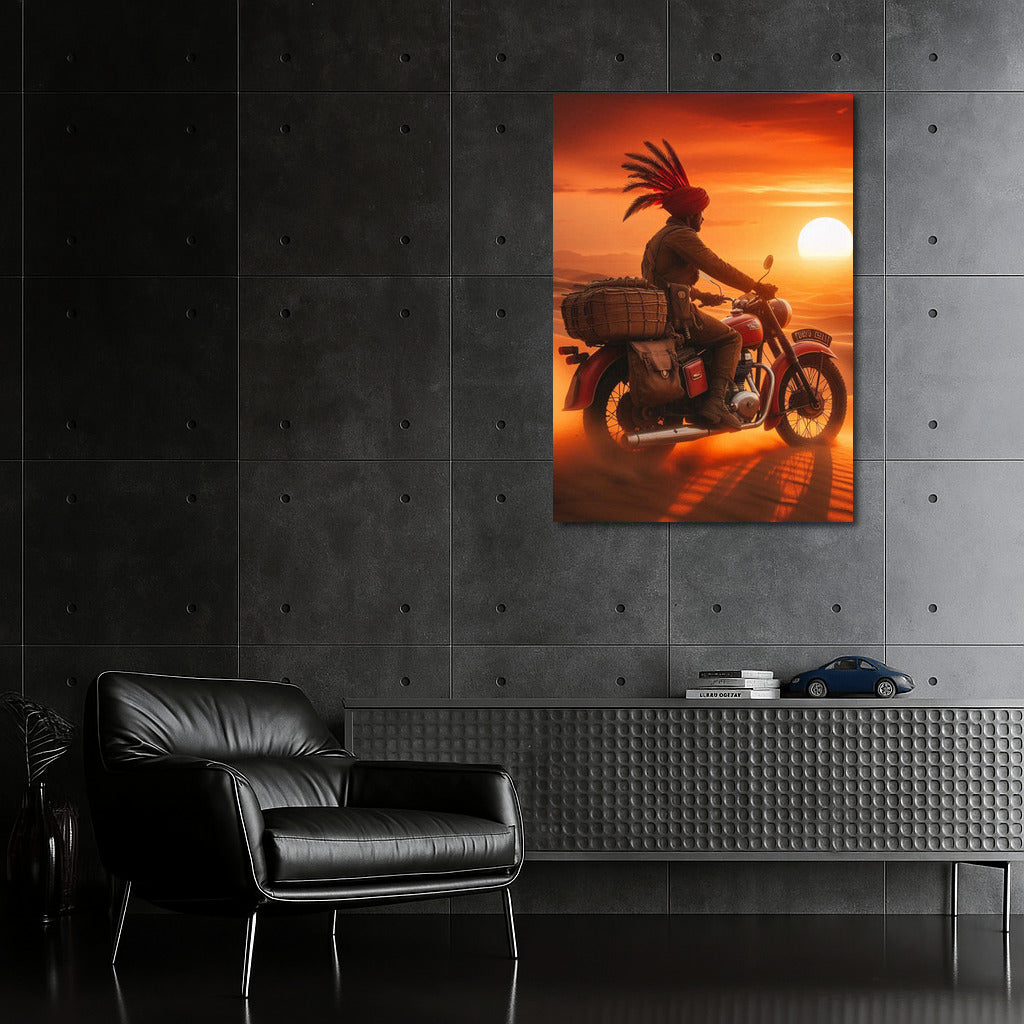 Freedom at Sunset: Indian Motorcycle in the Desert