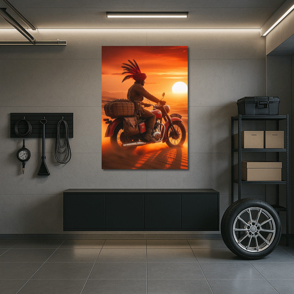 Freedom at Sunset: Indian Motorcycle in the Desert