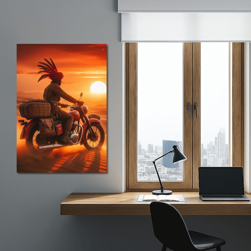 Freedom at Sunset: Indian Motorcycle in the Desert