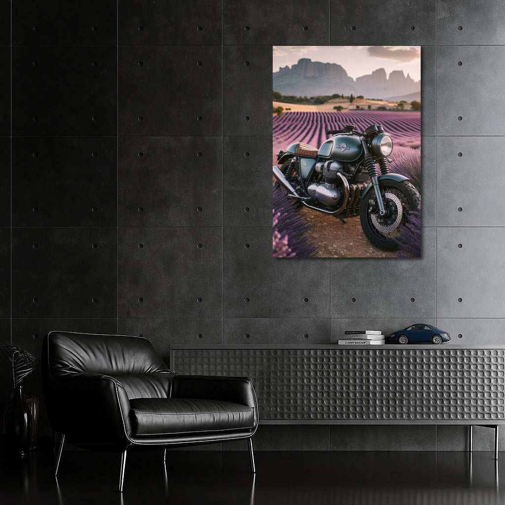 Moto Guzzi in Lavender Fields: Fusion of Power and Nature