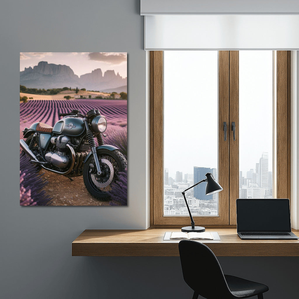 Moto Guzzi in Lavender Fields: Fusion of Power and Nature