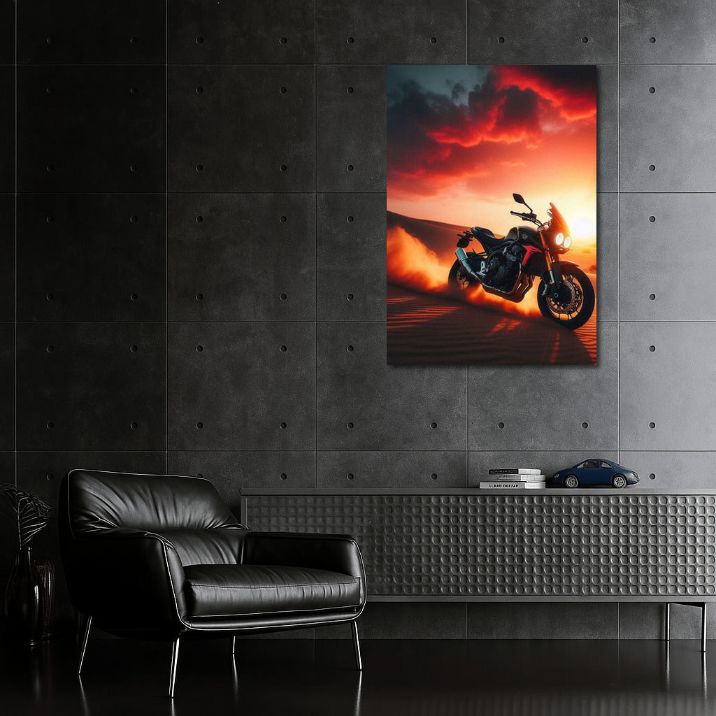 Sunset Triumph: Triumph Motorcycle in the Desert