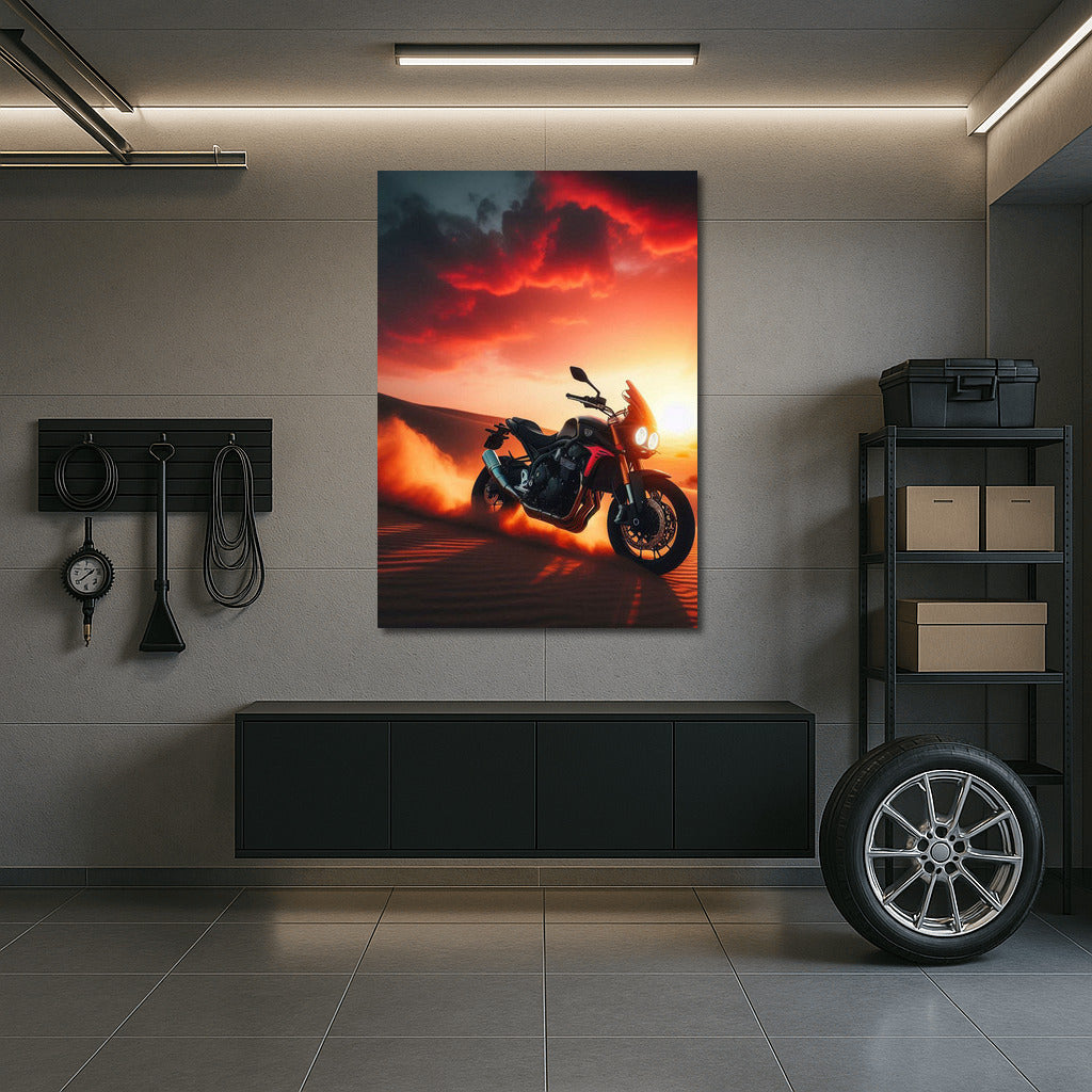 Sunset Triumph: Triumph Motorcycle in the Desert