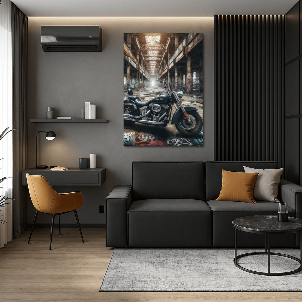 Harley Davidson in Abandoned Warehouse: Symbol of Freedom and Adventure