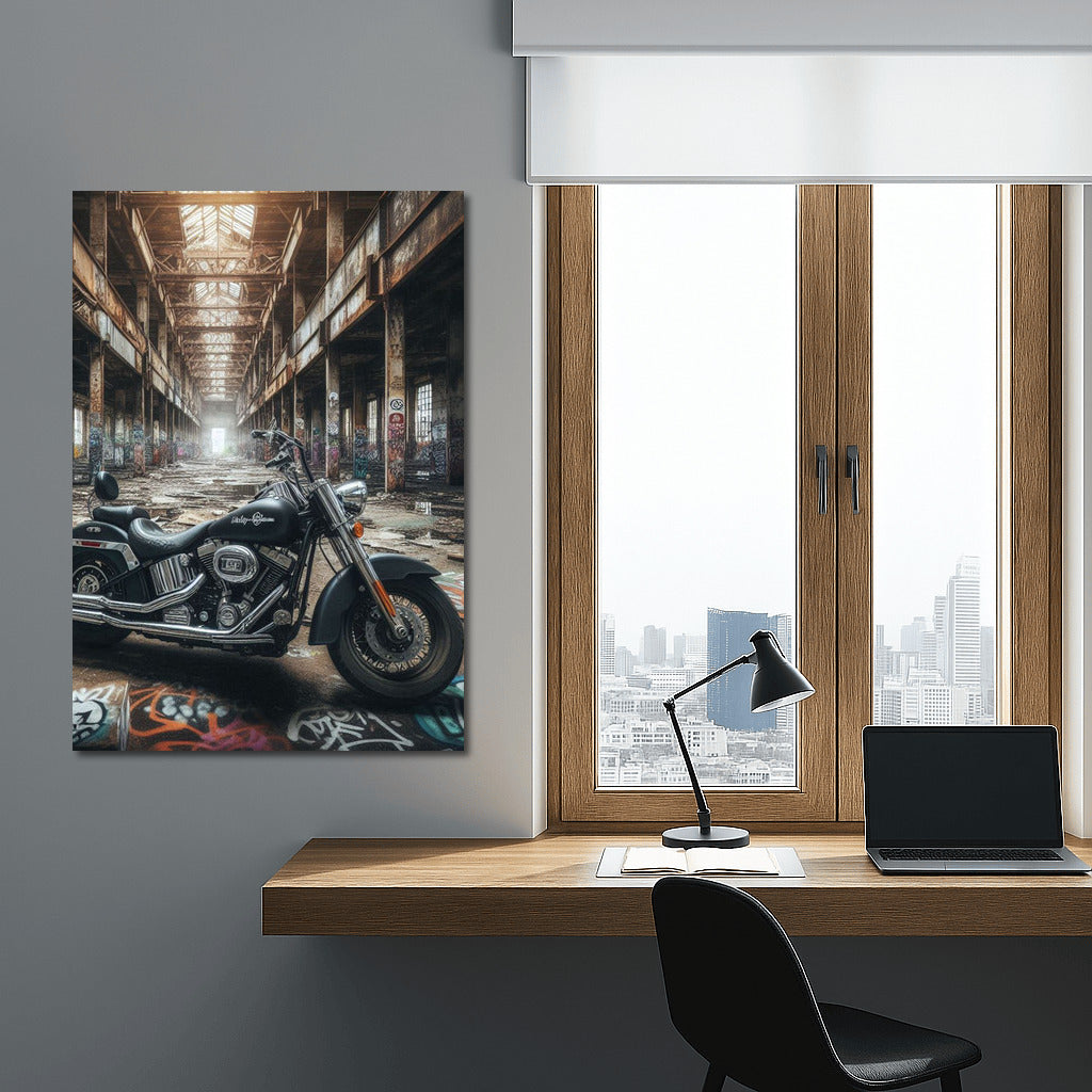 Harley Davidson in Abandoned Warehouse: Symbol of Freedom and Adventure