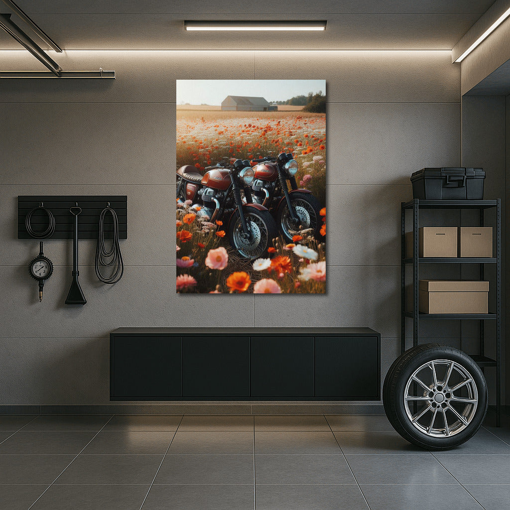 Romance and Speed: Moto Guzzi among Flowering Fields