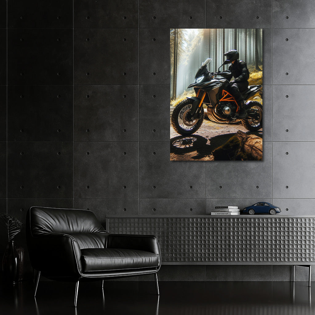 Freedom on Wheels: Motorcycle on a Forest Trail