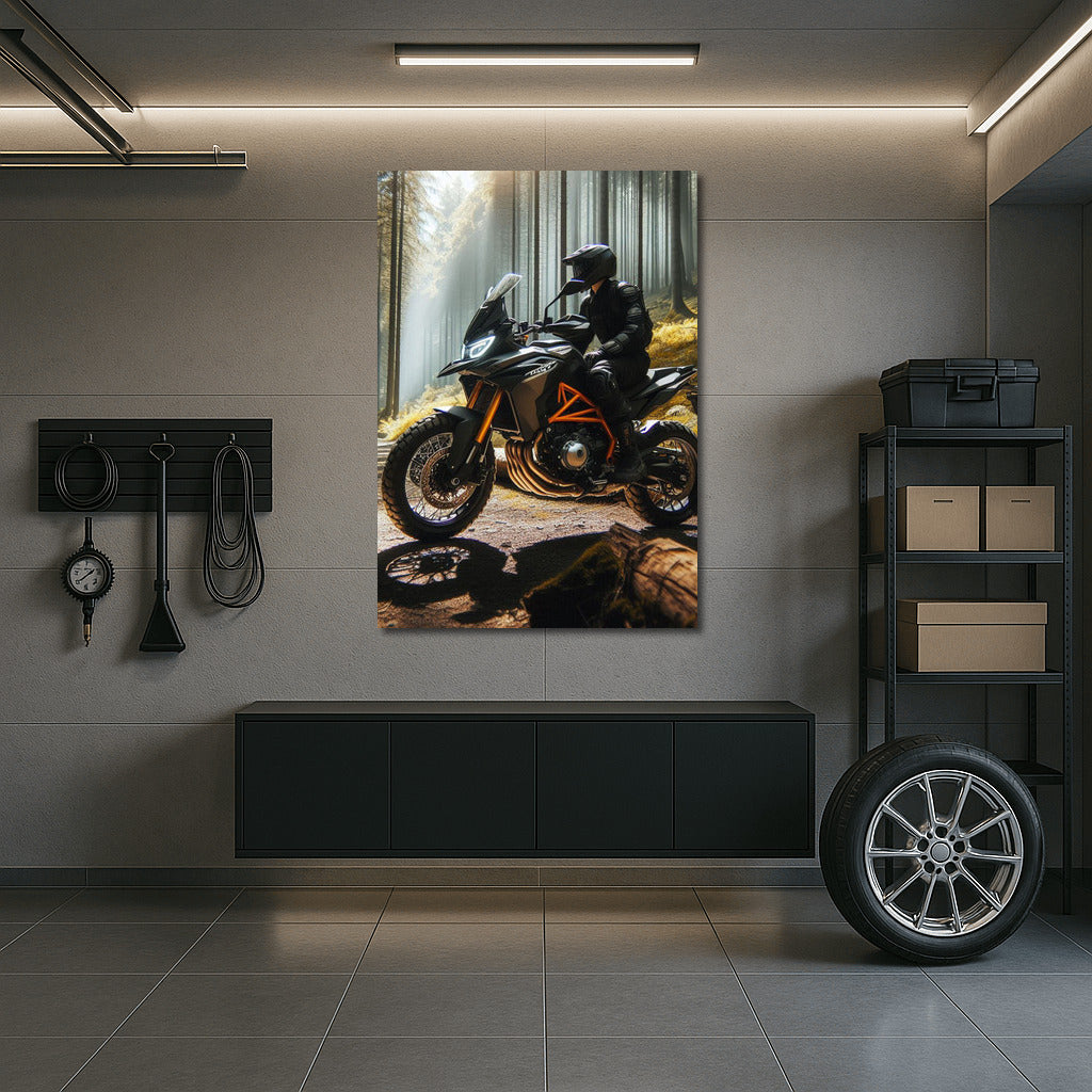 Freedom on Wheels: Motorcycle on a Forest Trail