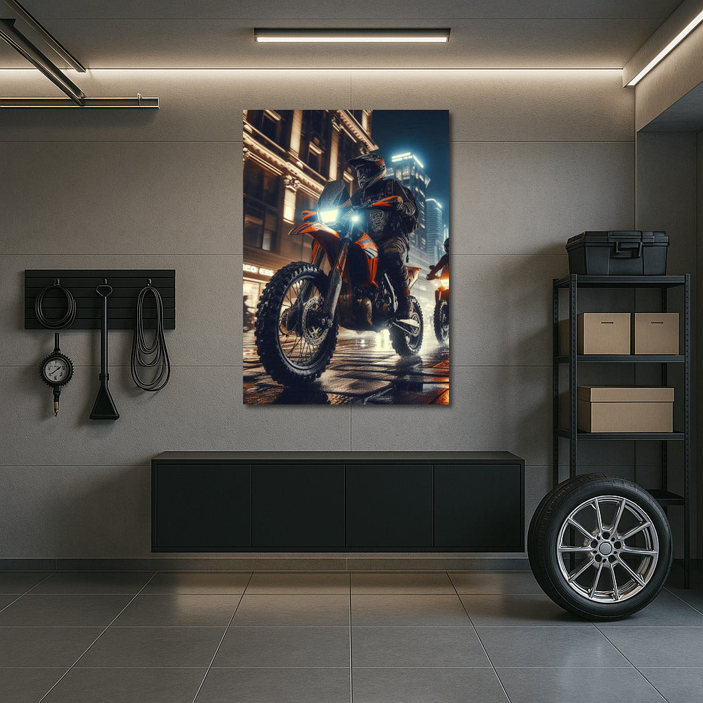 Night Racing: Off-Road Motorcycles on City Streets