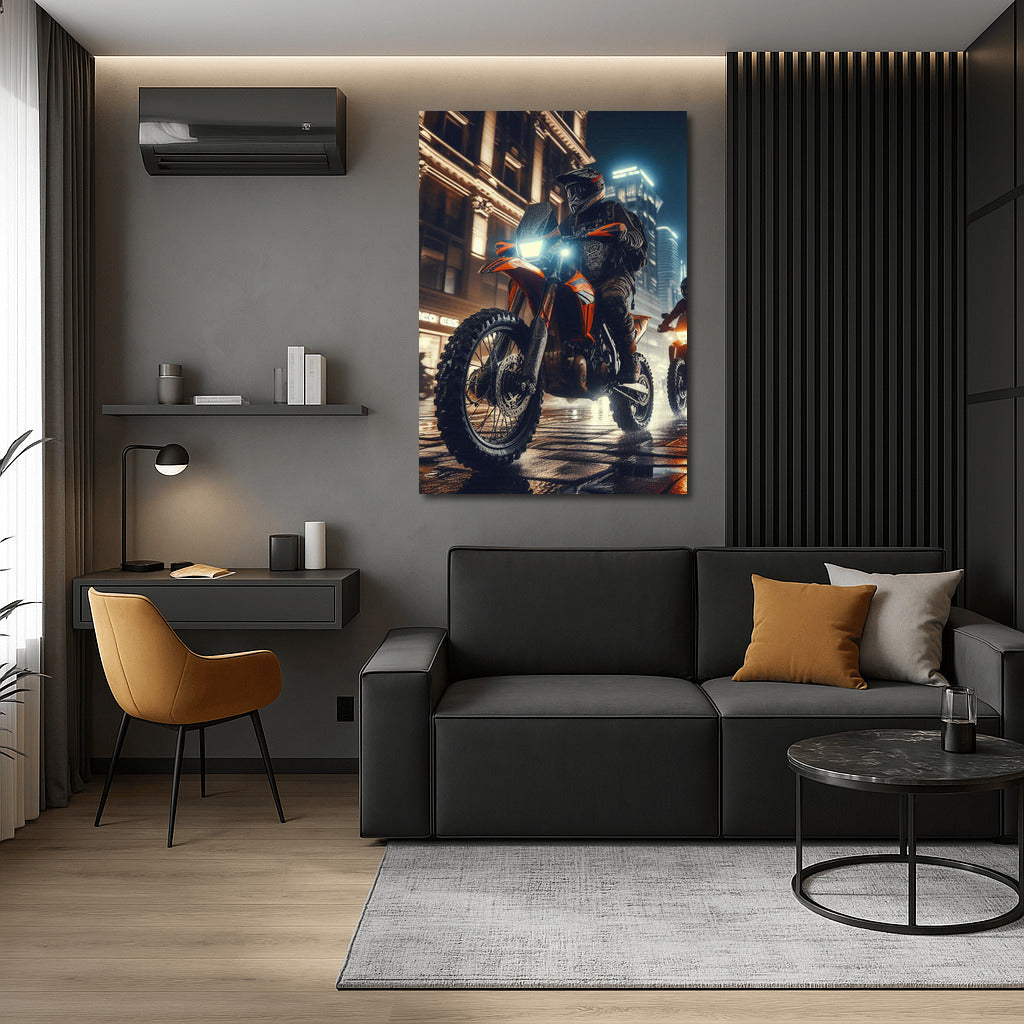 Night Racing: Off-Road Motorcycles on City Streets