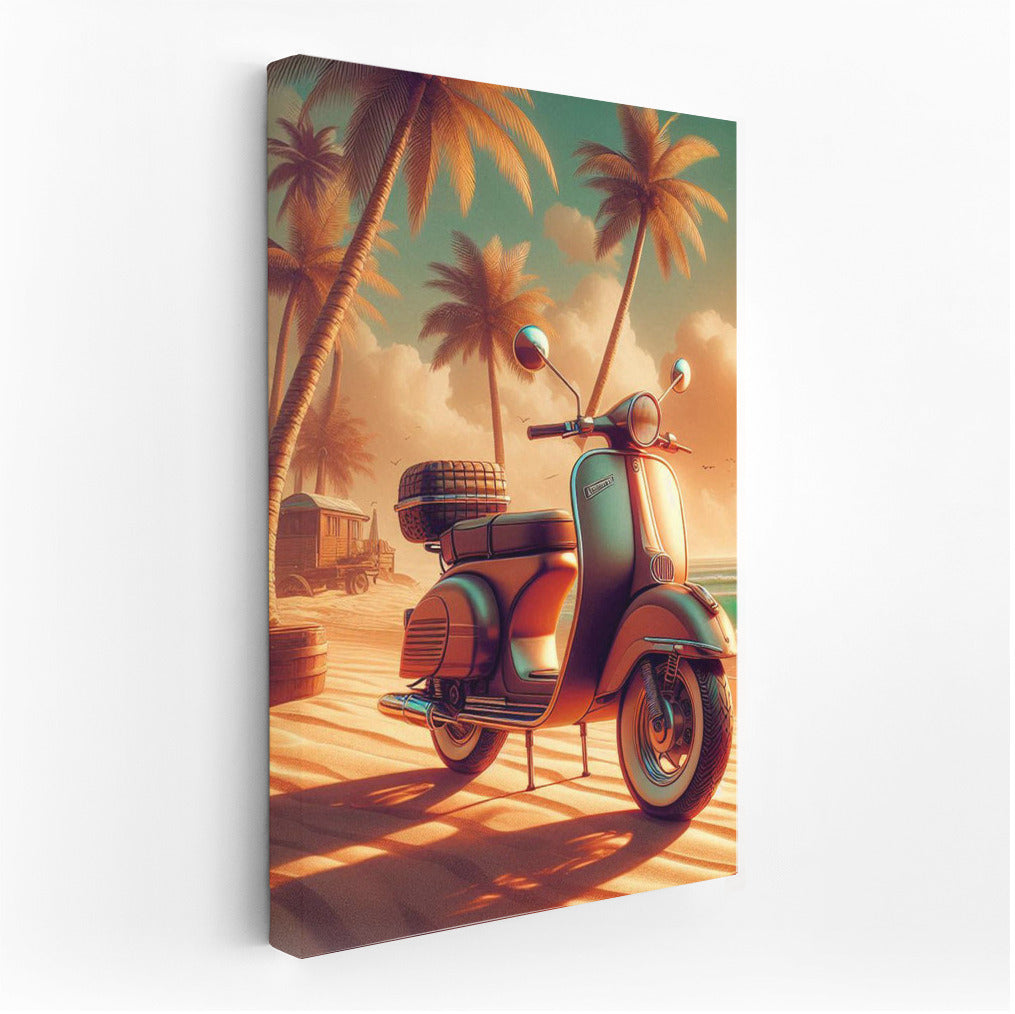 Vintage Scooter on a Tropical Beach: Freedom and Adventure