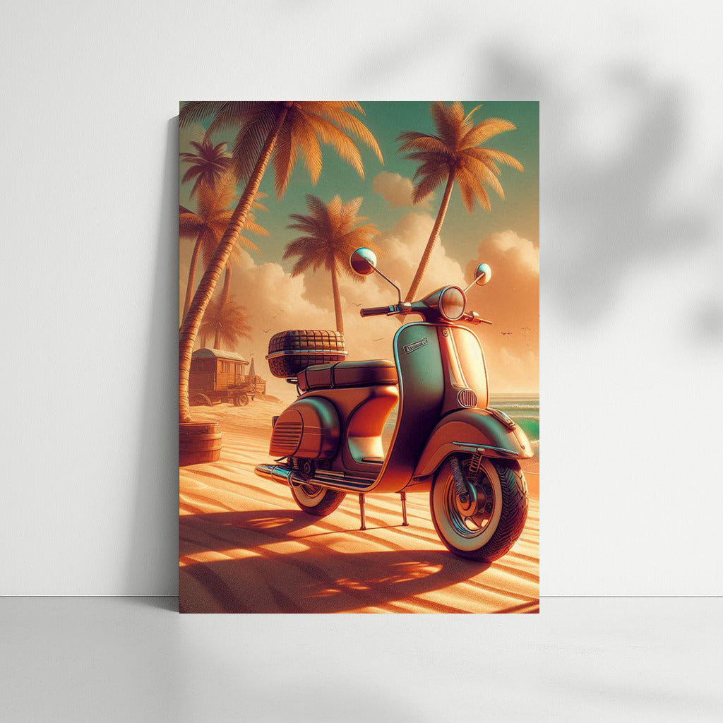 Vintage Scooter on a Tropical Beach: Freedom and Adventure