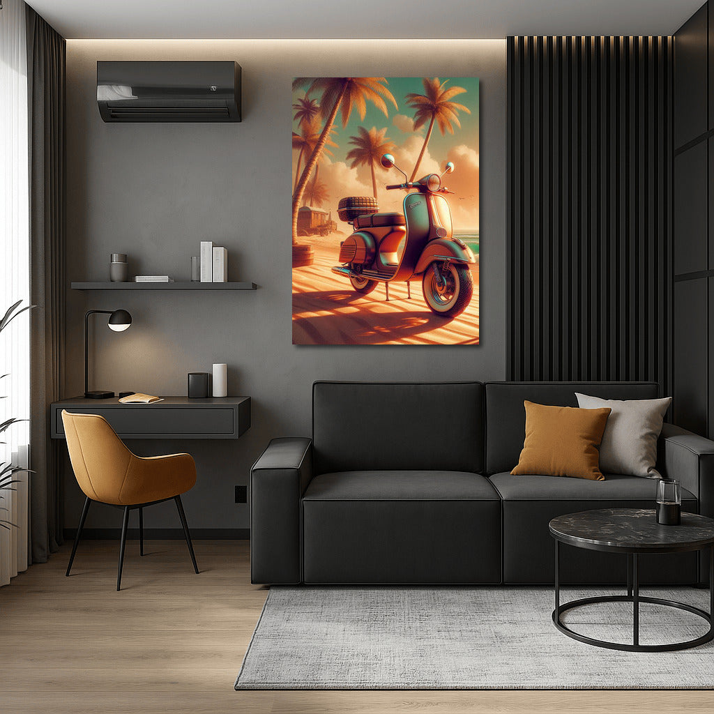 Vintage Scooter on a Tropical Beach: Freedom and Adventure