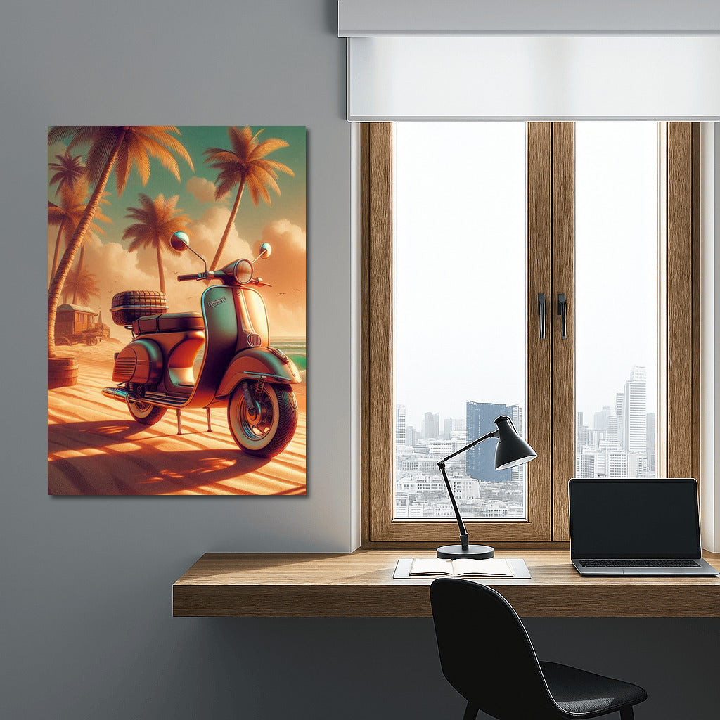 Vintage Scooter on a Tropical Beach: Freedom and Adventure