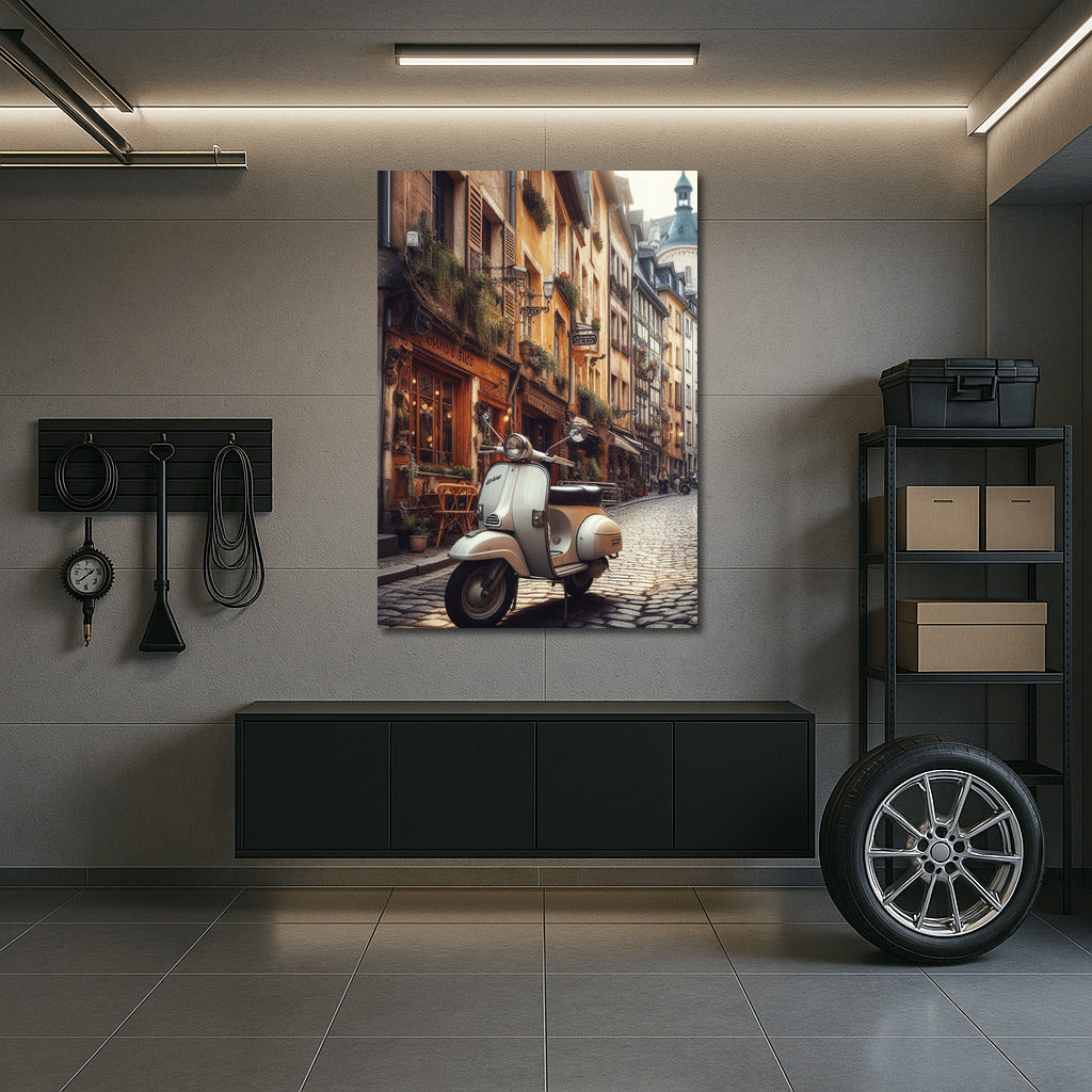 Retro scooter in the heart of old Europe: the romance of the streets