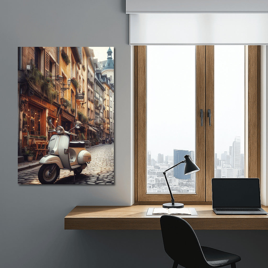 Retro scooter in the heart of old Europe: the romance of the streets
