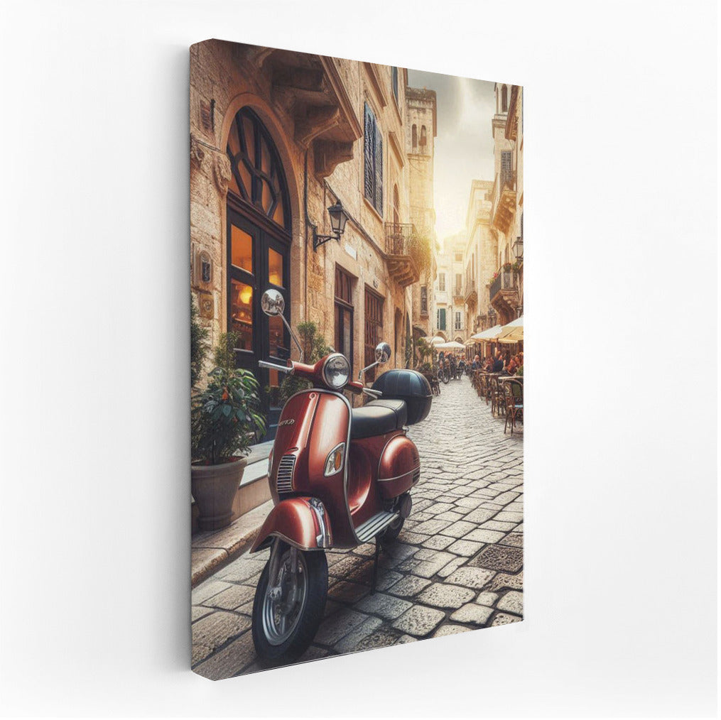 Vintage Scooter on the Streets of Old Europe