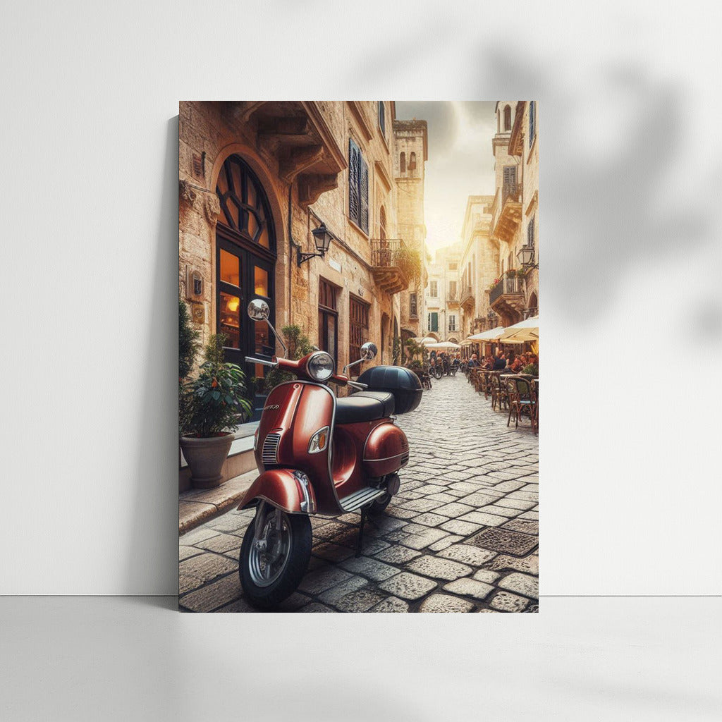 Vintage Scooter on the Streets of Old Europe