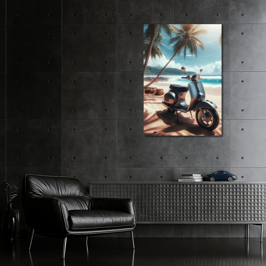 Retro Vespa Scooter on a Tropical Beach: Adventure in Style