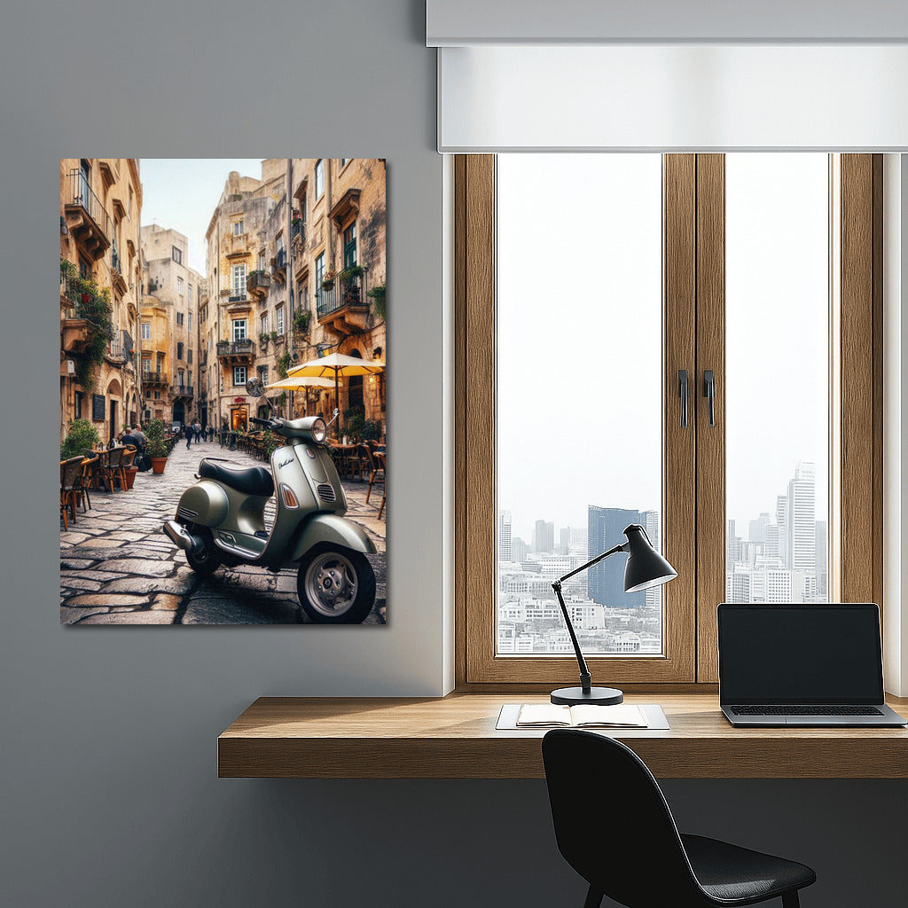 Retro Scooter in the Heart of Italy: The Charm of a Historic Town