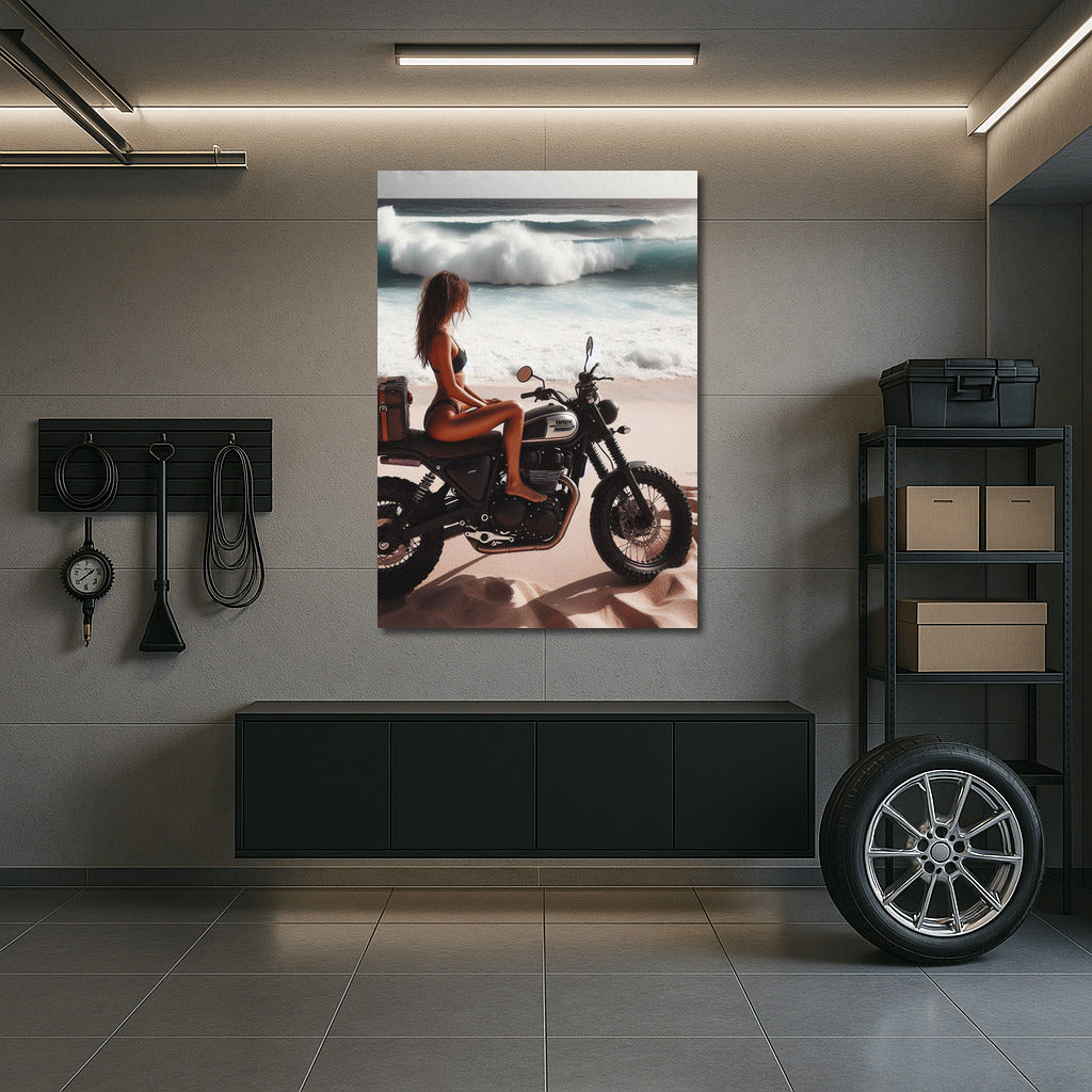 Scrambler on Sandy Beach: Waves of Freedom and Adventure