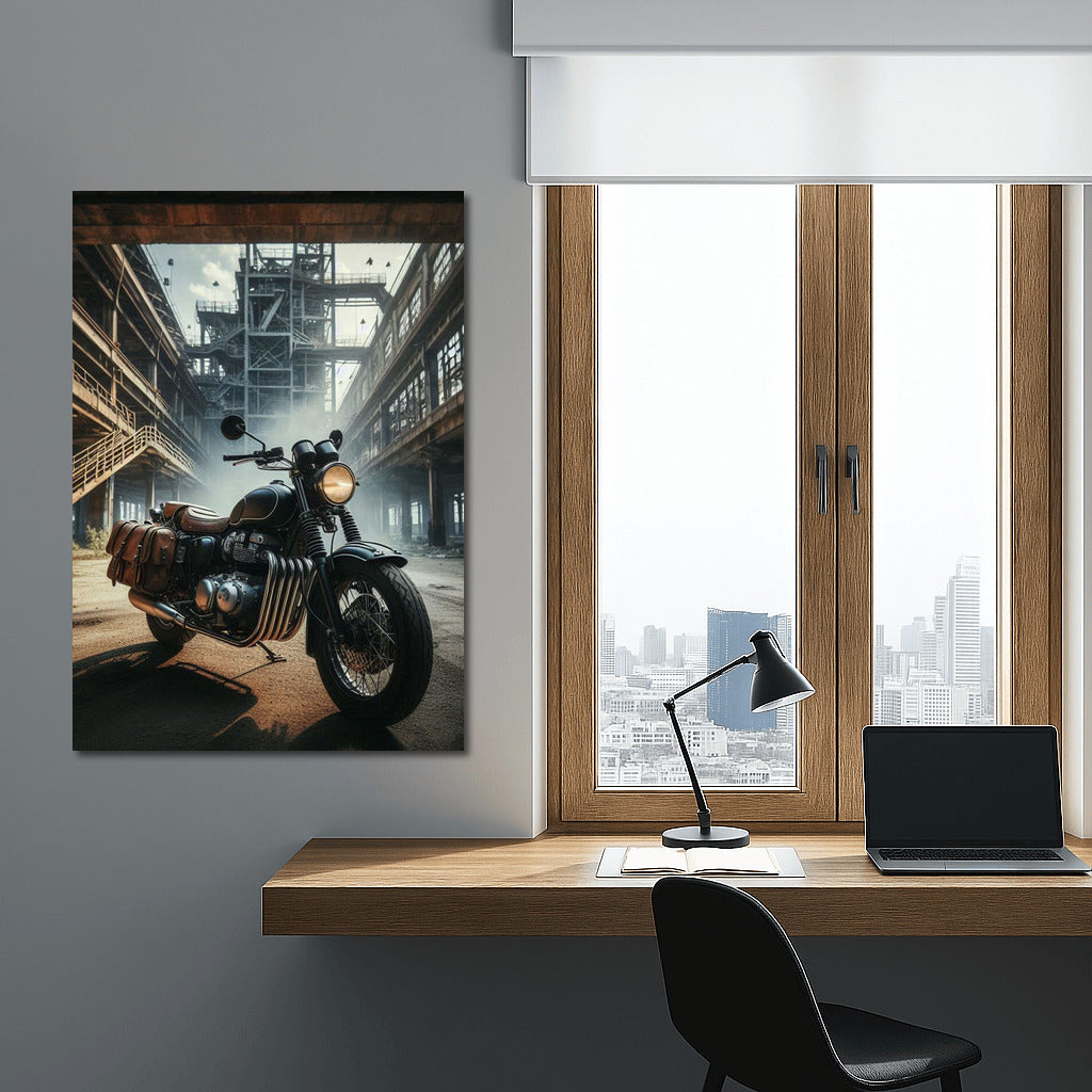 Touring Motorcycle in an Abandoned Factory: Industrial Poetry of Speed