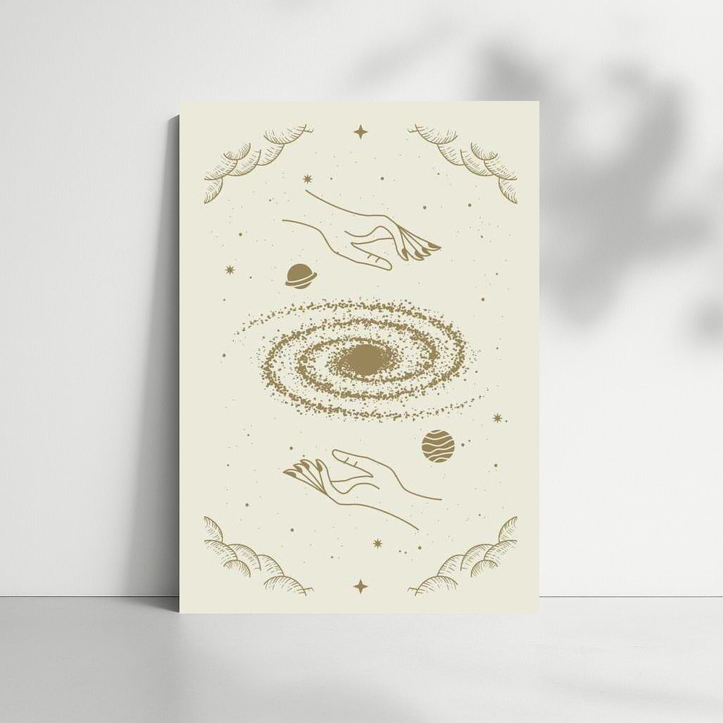 Cosmic Touch: Graceful Hands and Cosmic Motifs for Wall Decor