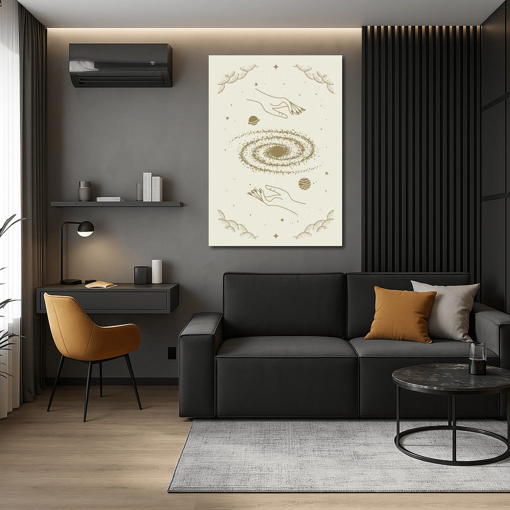 Cosmic Touch: Graceful Hands and Cosmic Motifs for Wall Decor