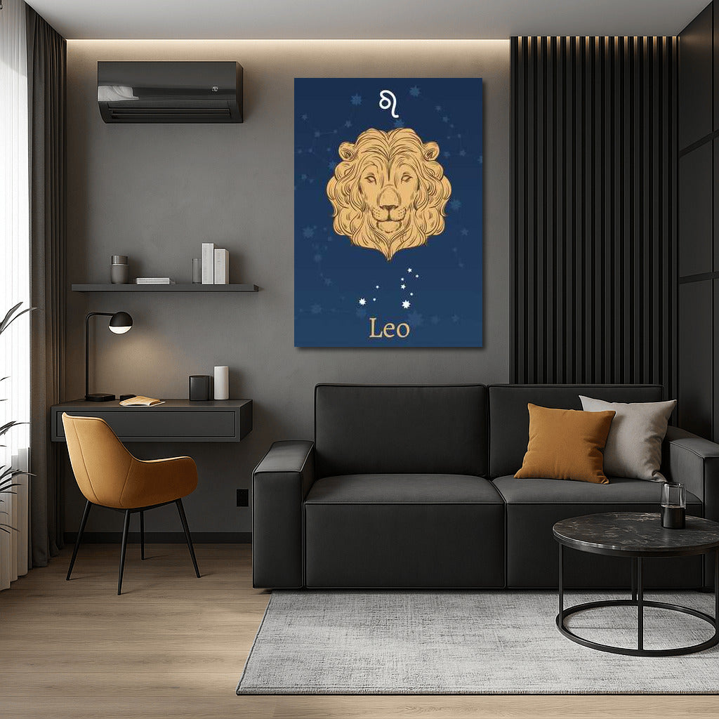 King of the Stars: Leo on the Background of the Constellation for a Stylish Interior