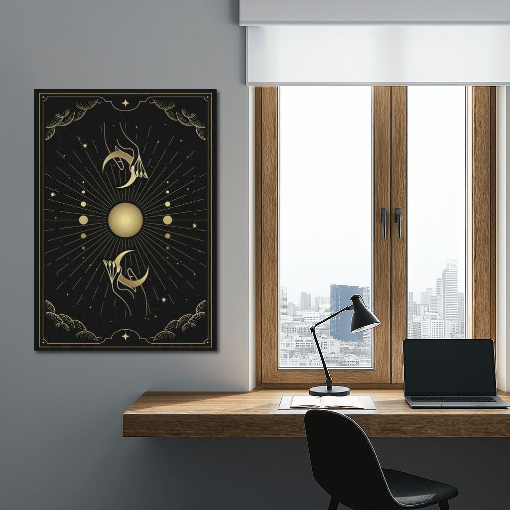 Mystical Hands and Moon: Mysterious Wall Decor for Dreamers