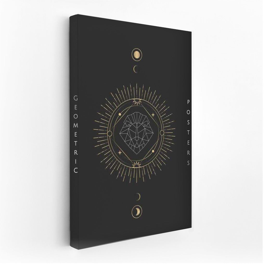 Golden Lion: Geometry of Style on Black Background