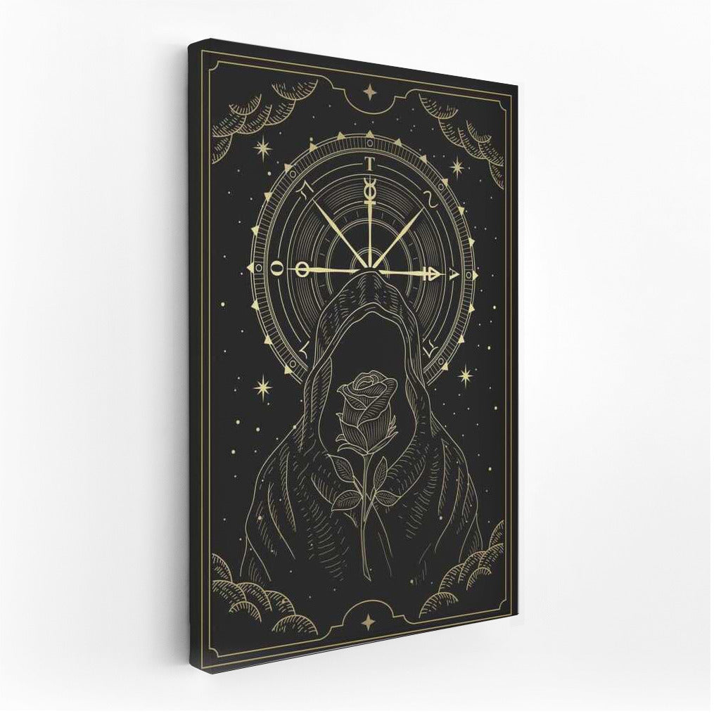 Mystery in the Hood: Rose and Stars on the Clock Background