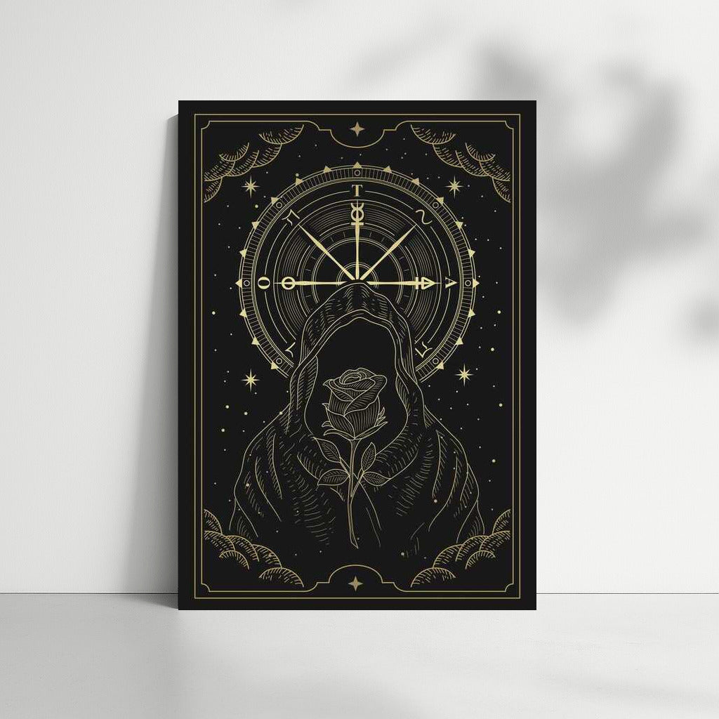 Mystery in the Hood: Rose and Stars on the Clock Background