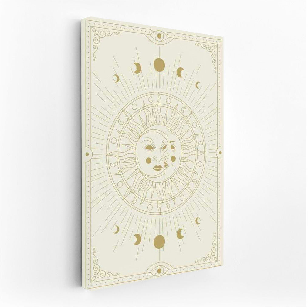 Retro Duet of Sun and Moon: Magic of Space on the Wall