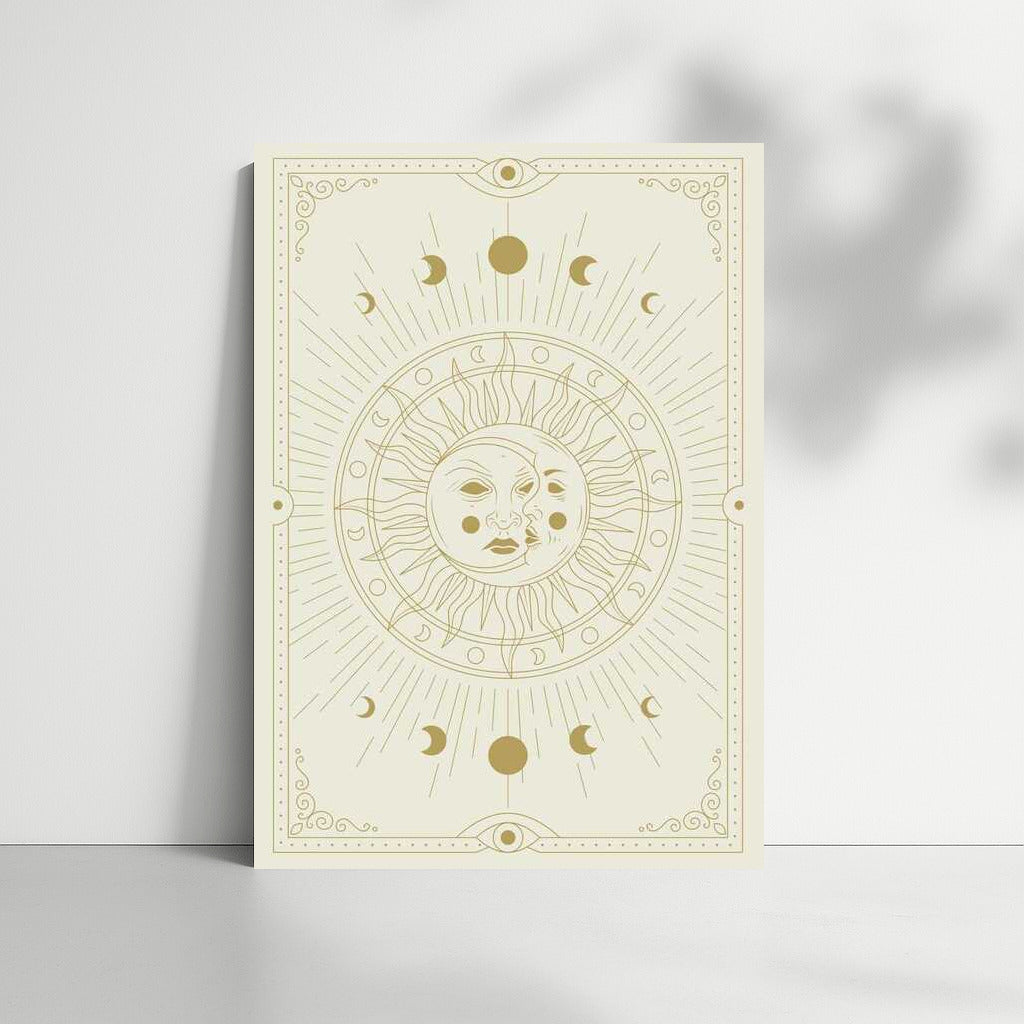 Retro Duet of Sun and Moon: Magic of Space on the Wall