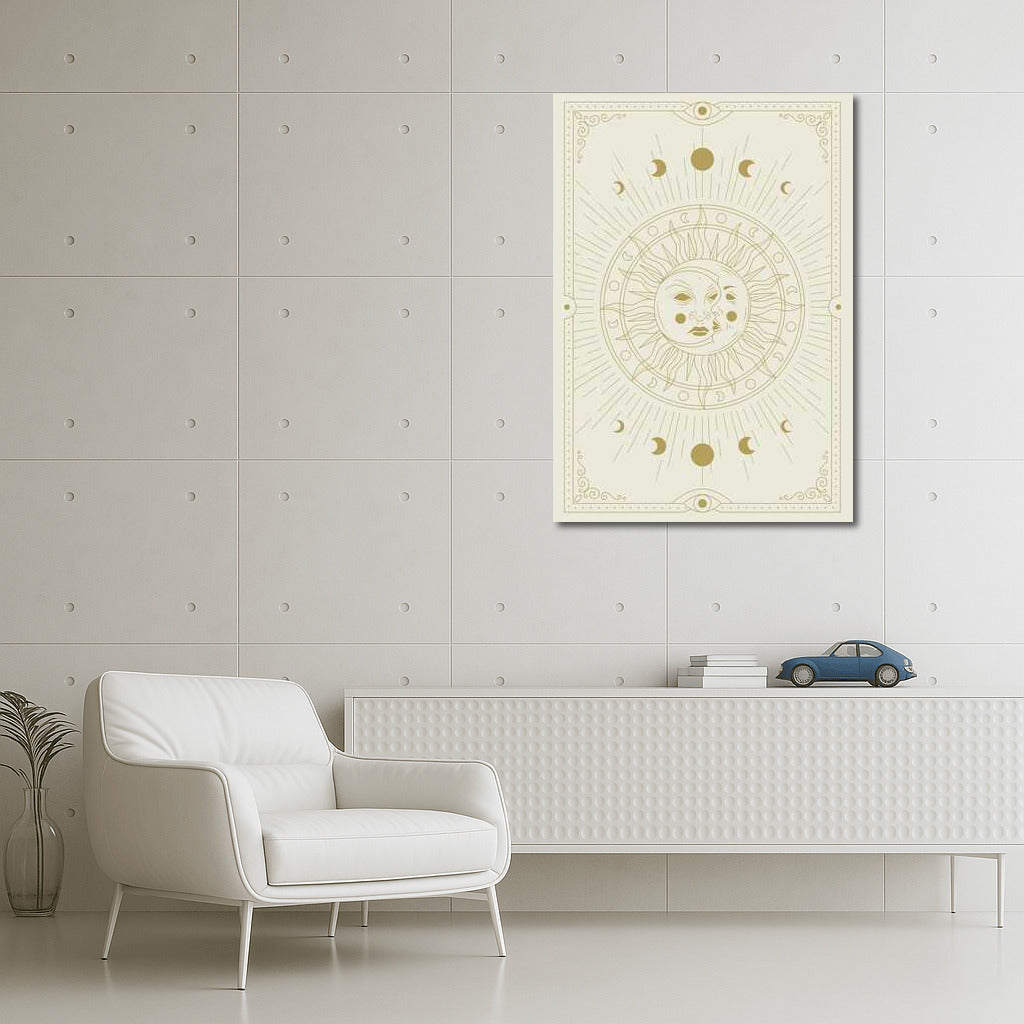 Retro Duet of Sun and Moon: Magic of Space on the Wall