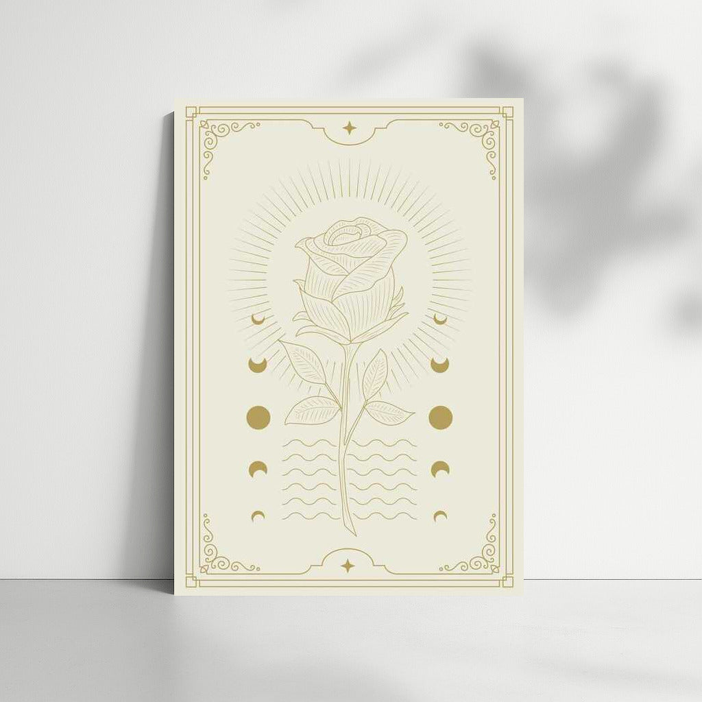 Moon Rose: Moon Phases and Flower for Mystical Interior