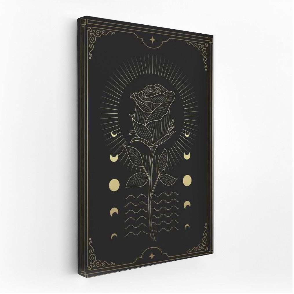 Mysterious Rose and Moon Phases: Elegant Wall Decoration